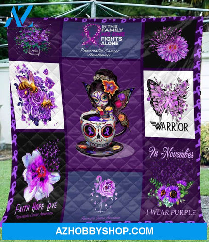 In November I wear purple Fleece Blanket, Faith Hope Love, Gift For Family & Friends Birthday Gift Home Decor Bedding Couch Sofa Soft