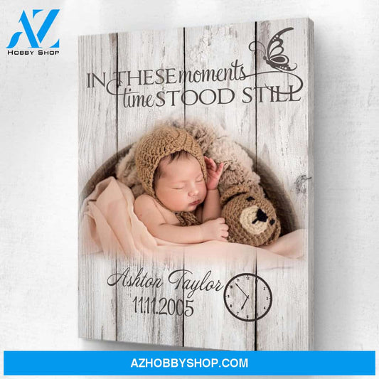 In These Moments Time Stood Still Personalized Photo Memorial Canvas, Canvas Wall Art Gift for Remembrance