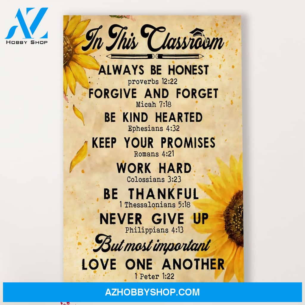 Teacher Classroom Canvas In This Classroom Always Be Honest, Student Wall Art Back to School Gift for Teacher