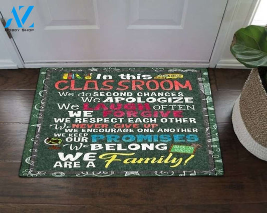 In This Classroom We Are A Family Indoor And Outdoor Doormat Gift For Teacher Student Decor Warm House Gift Welcome Mat Back To School