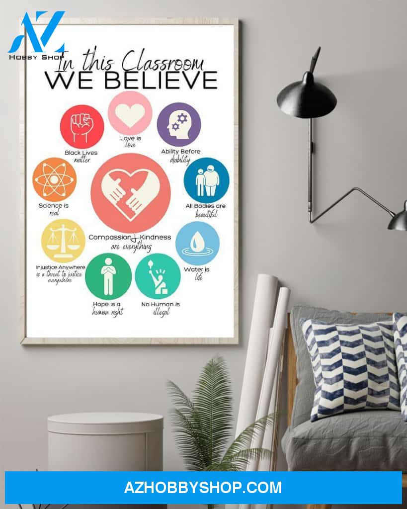 Teacher Classroom Canvas In This Classroom We Believe, Student Wall Art Back to School Gift for Teacher