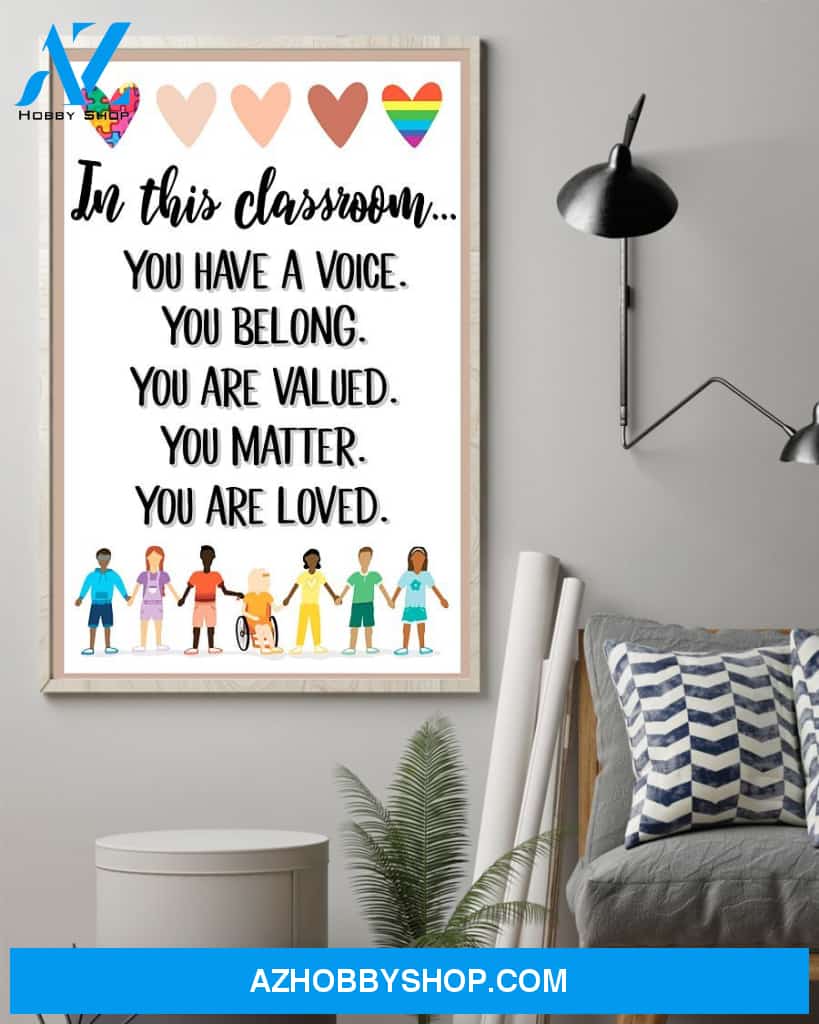 Teacher Classroom Canvas In This Classroom, You Have A Voice, Student Wall Art Back to School Gift for Teacher