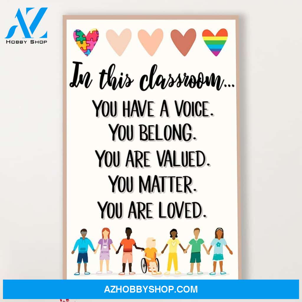 Teacher Classroom Canvas In This Classroom, You Have A Voice, Student Wall Art Back to School Gift for Teacher