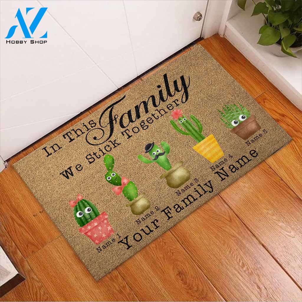 In This Family We Stick Together - Cactus Doormat