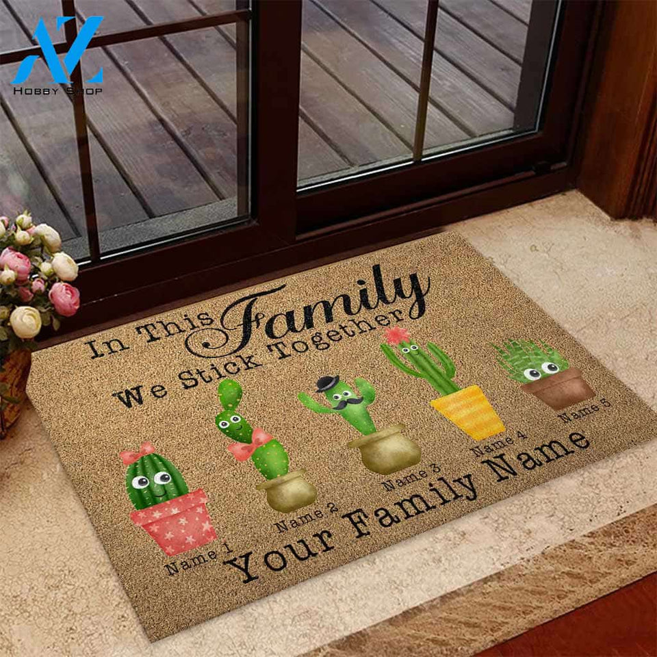 In This Family We Stick Together - Cactus Doormat