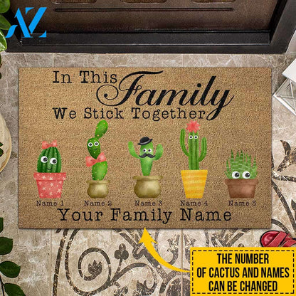 In This Family We Stick Together - Cactus Doormat