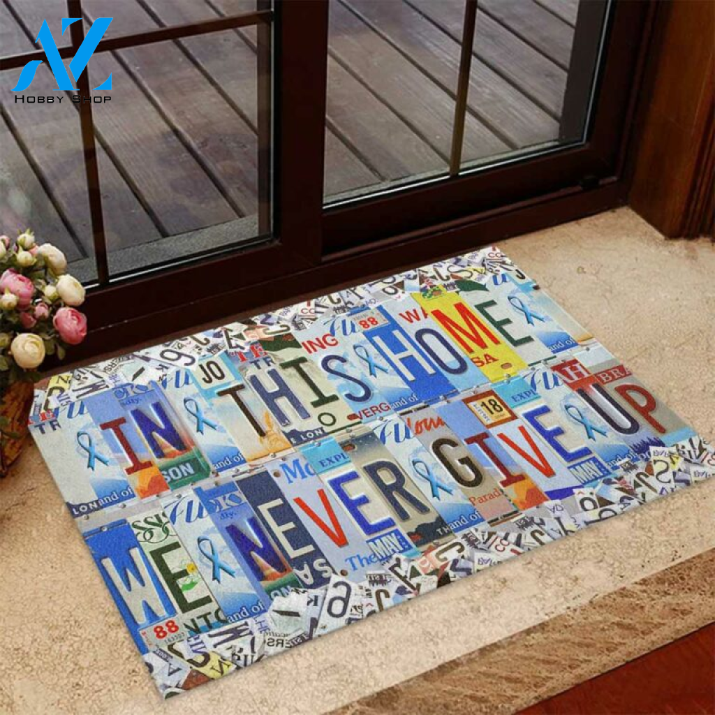 In This Home We Never Give Up Autism Awareness Doormat | Welcome Mat | House Warming Gift