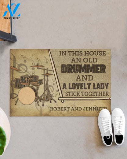 Gift For Music Lover In This House An Old Dumper And Lovely Lady Stick Together Of His Life Live Here Personalized Doormat HG