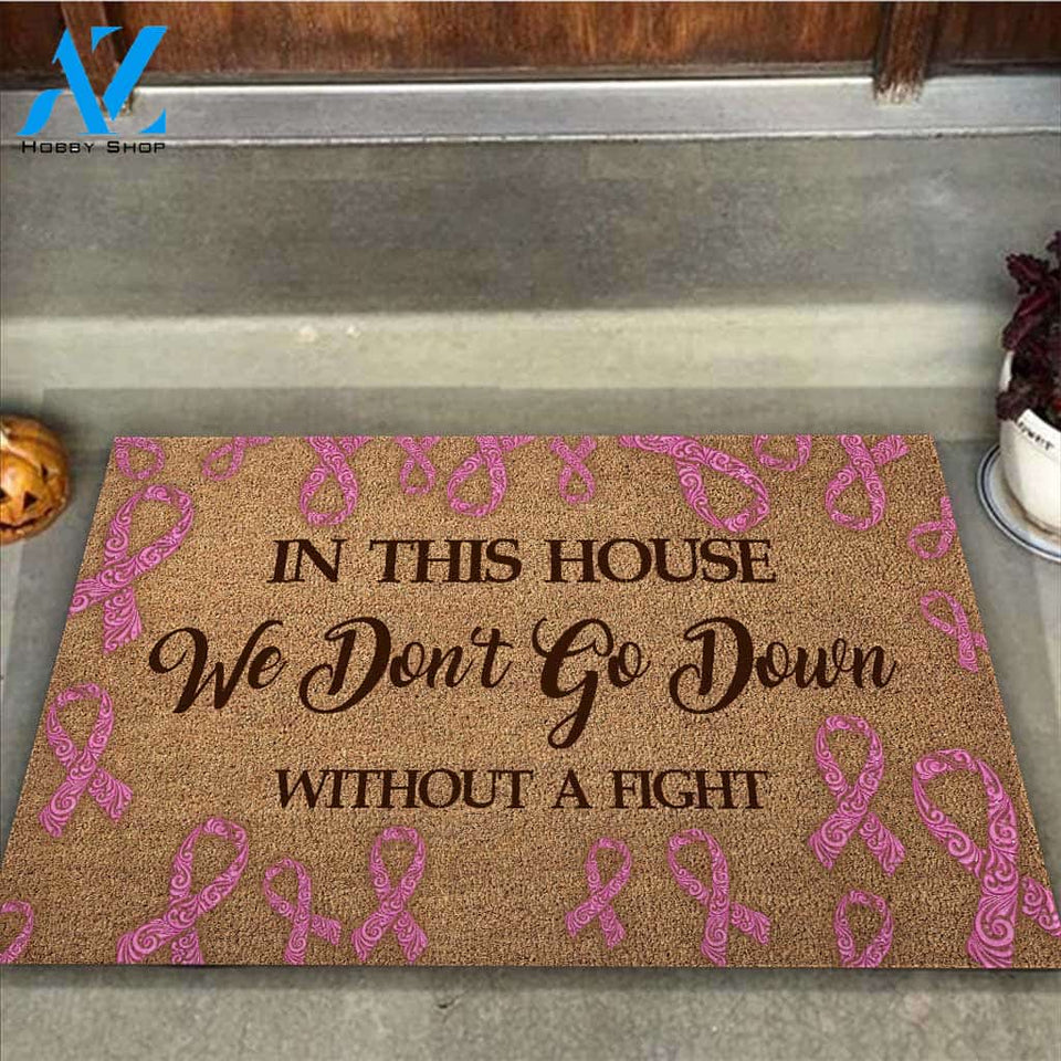 In This House - Breast Cancer Awareness Coir Pattern Print Doormat