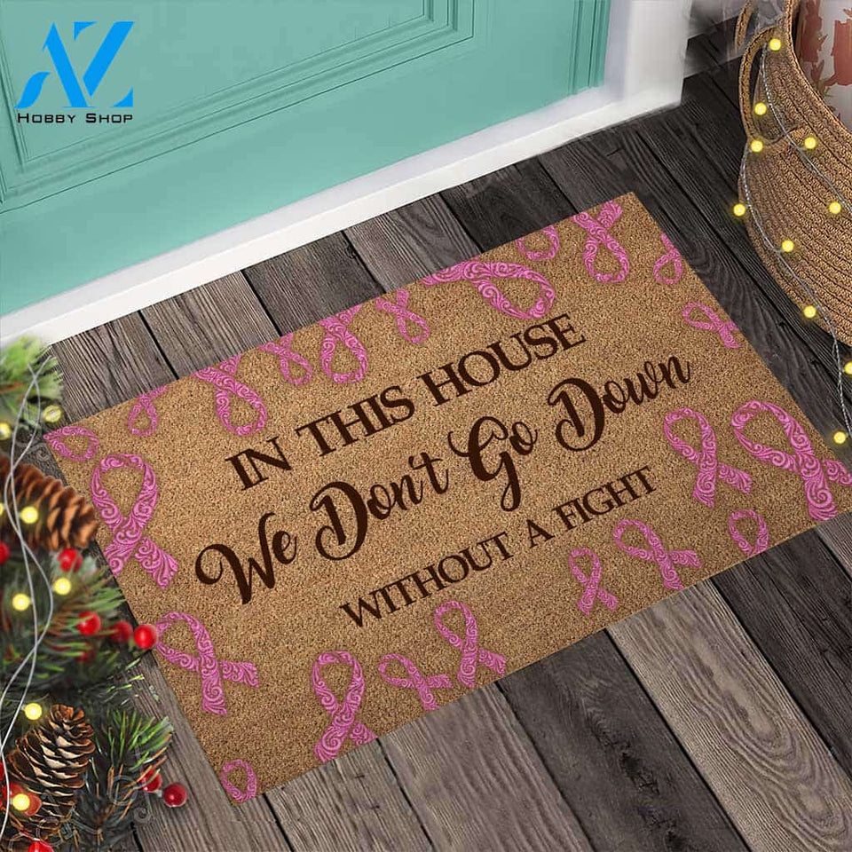 In This House - Breast Cancer Awareness Coir Pattern Print Doormat