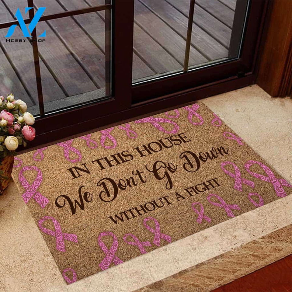 In This House - Breast Cancer Awareness Coir Pattern Print Doormat