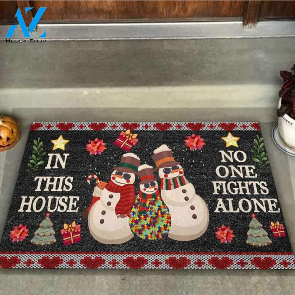 In This House Christmas Easy Clean Welcome DoorMat | Felt And Rubber | 40x60 cm | 45x75 cm | 60x90 cm | Colorful | DO1118