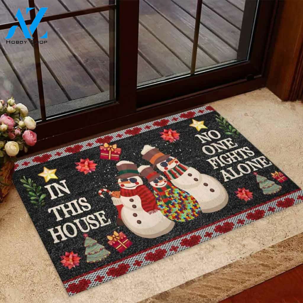 In This House Christmas Easy Clean Welcome DoorMat | Felt And Rubber | 40x60 cm | 45x75 cm | 60x90 cm | Colorful | DO1118