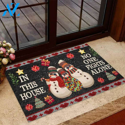 In This House Christmas Easy Clean Welcome DoorMat | Felt And Rubber | 40x60 cm | 45x75 cm | 60x90 cm | Colorful | DO1118