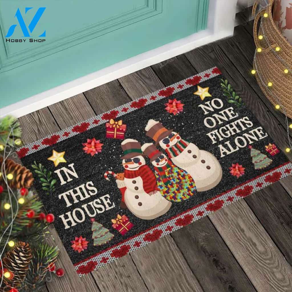 In This House Christmas Easy Clean Welcome DoorMat | Felt And Rubber | 40x60 cm | 45x75 cm | 60x90 cm | Colorful | DO1118