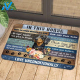 In This House Enjoy The Simple Pleasure Of A Walk Dachshund Doormat Gift For Dog Lovers Home Decor Warm House Gift Welcome Mat Halloween Decor