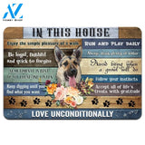 In This House Enjoy The Simple Pleasure Of A Walk German Shepherd Doormat Gift For Dog Lovers Home Decor Warm House Gift Welcome Mat Halloween Decor