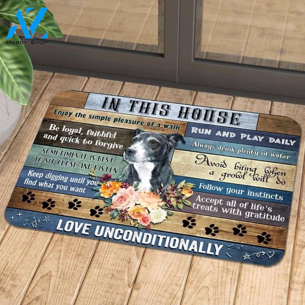 In This House Enjoy The Simple Pleasure Of A Walk PB Dog Doormat Gift For Dog Lovers Home Decor Warm House Gift Welcome Mat Halloween Decor