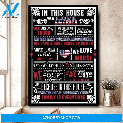 In This House Family Is Everything Canvas Wall Art, Wall Decor Visual Art Gift For Family Vertical Canvas