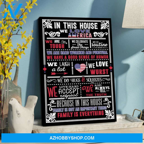 In This House Family Is Everything Canvas Wall Art, Wall Decor Visual Art Gift For Family Vertical Canvas