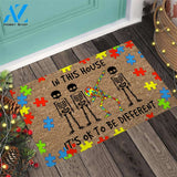 In This House It's Ok To Be Different - Autism Awareness Coir Pattern Print Doormat