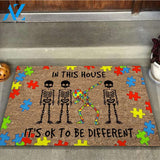 In This House It's Ok To Be Different - Autism Awareness Coir Pattern Print Doormat