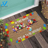 In This House It's Ok To Be Different - Autism Awareness Coir Pattern Print Doormat