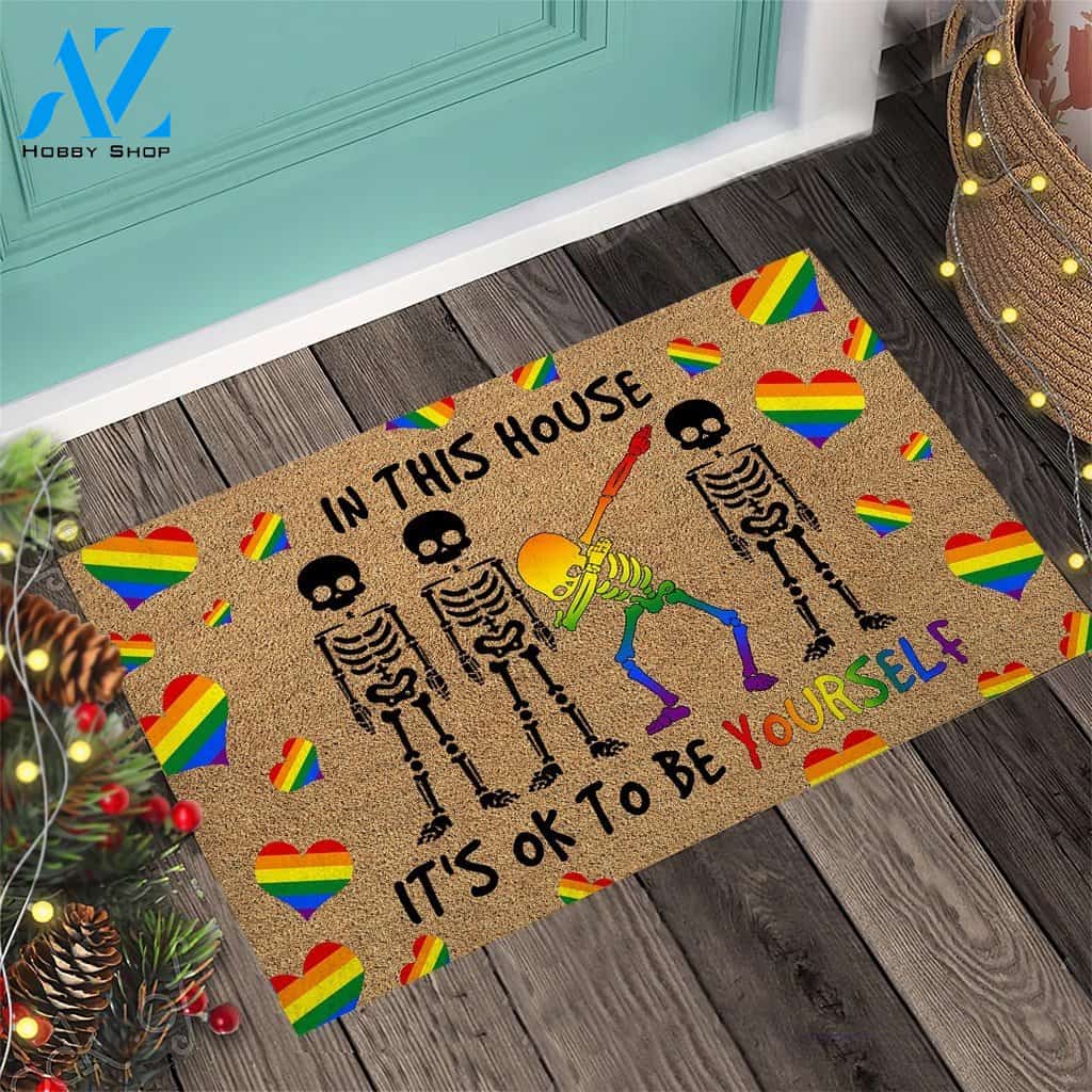 In This House It’s Ok To Be Yourself LGBT Doormat | Welcome Mat | House Warming Gift