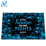 In This House No One Fights Alone Autism Puzzles Doormat Welcome Mat House Warming Gift Home Decor Funny Doormat Gift Idea