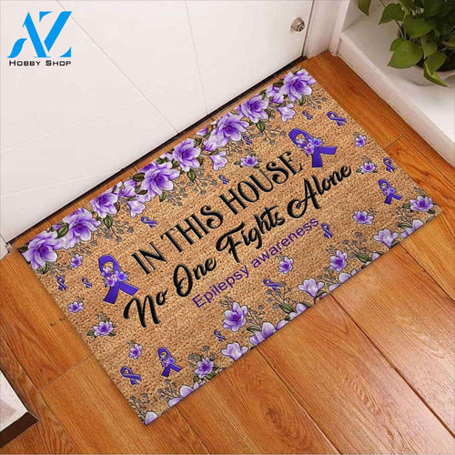 In This House No One Fights Alone Epilepsy Awareness Doormat Welcome Mat House Warming Gift Home Decor Funny Doormat Gift Idea