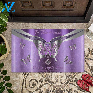 In This House No One Fights Alone - Fibromyalgia Awareness Metal Pattern Print Doormat