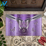 In This House No One Fights Alone - Fibromyalgia Awareness Metal Pattern Print Doormat