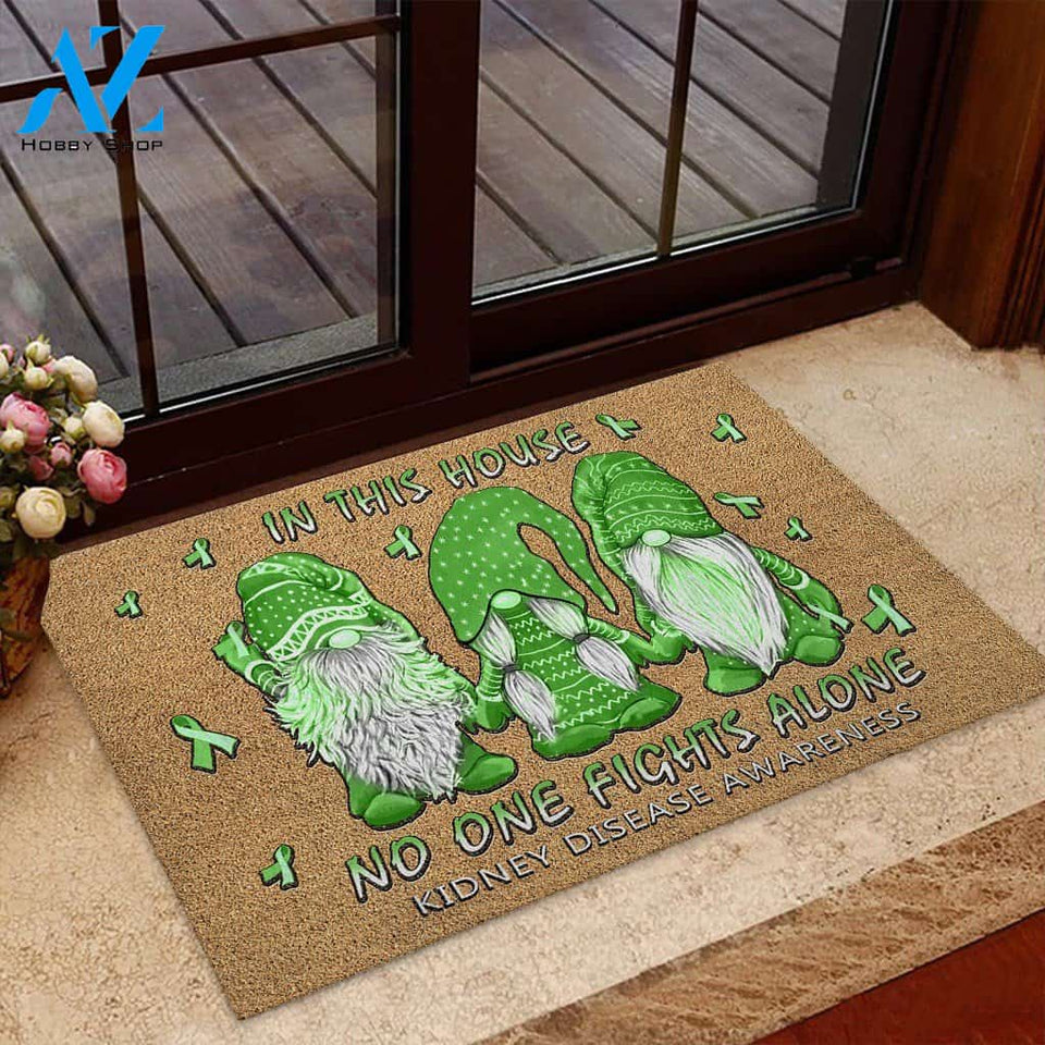 In This House No One Fights Alone Kidney Awareness Doormat | Welcome Mat | House Warming Gift