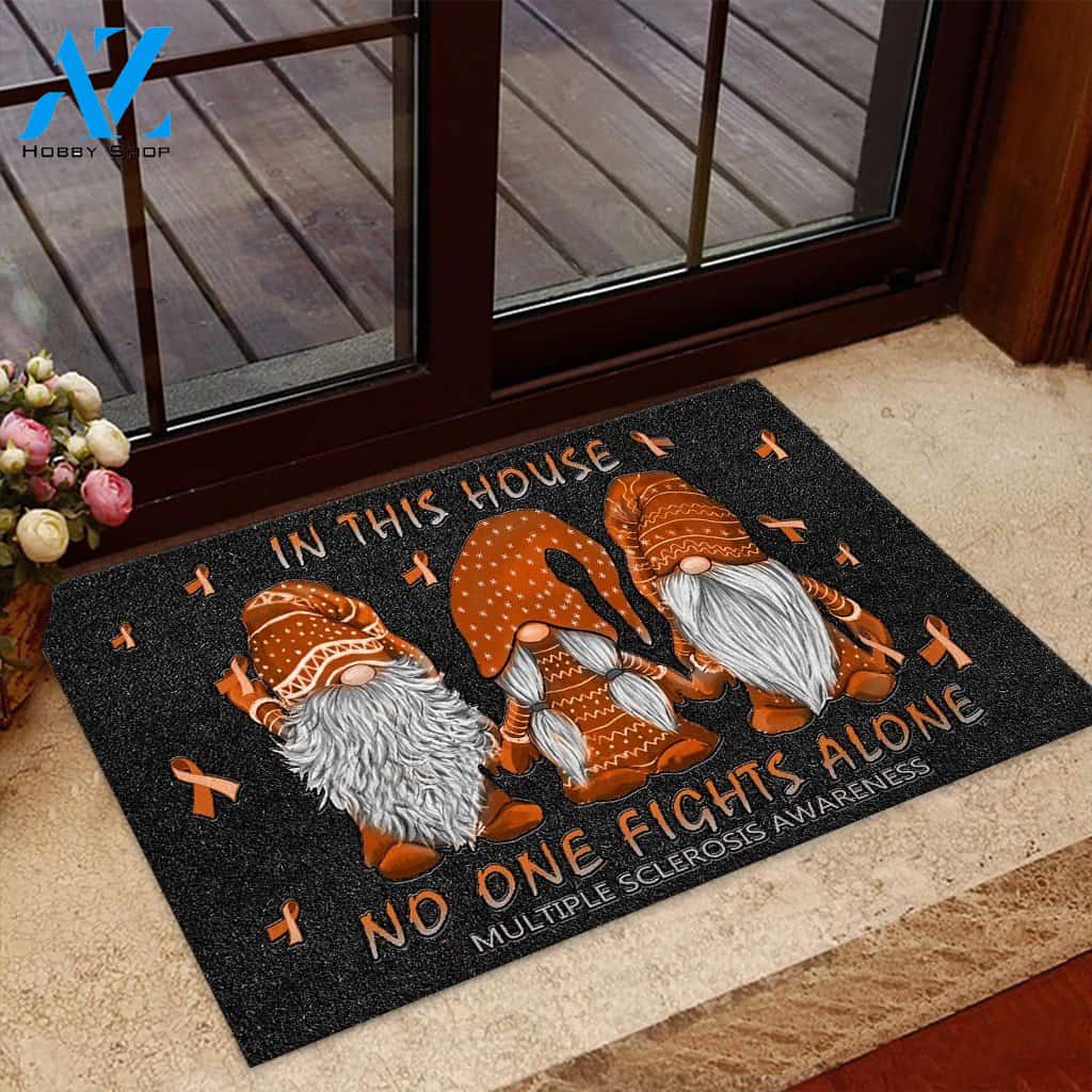 In This House No One Fights Alone Multiple Sclerosis Awareness Doormat | Welcome Mat | House Warming Gift