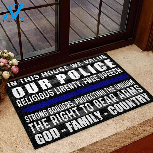 In This House - Police Officer Funny Indoor And Outdoor Doormat Gift For Police Birthday Gift Decor Warm House Gift Welcome Mat