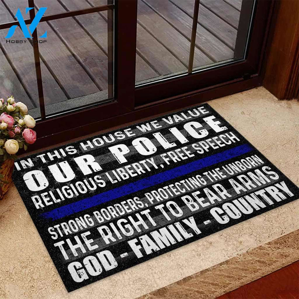 In This House - Police Officer Funny Indoor And Outdoor Doormat Gift For Police Birthday Gift Decor Warm House Gift Welcome Mat