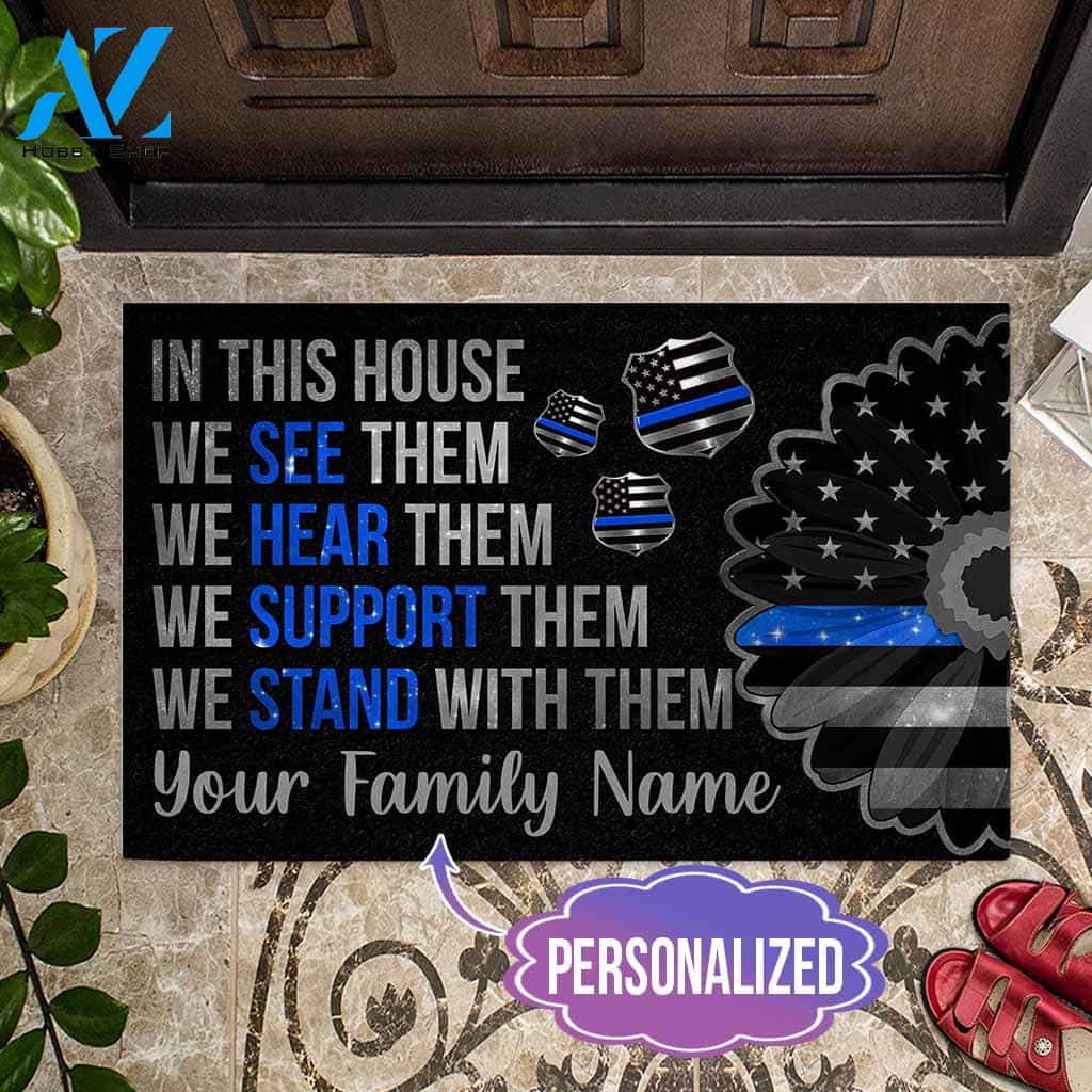 In This House - Police Personalized Doormat