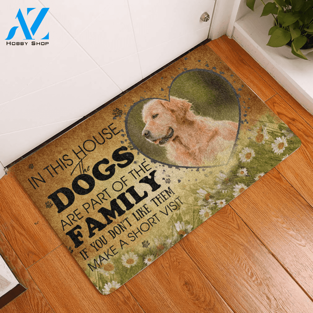 In this House The Dogs are part of the Family Easy Clean Welcome DoorMat | Felt And Rubber | 40x60 cm | 45x75 cm | 60x90 cm | Colorful | DO1532