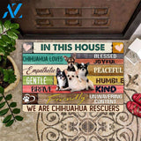 In This House We Are Bulldog Rescuers Easy Clean Welcome DoorMat | Felt And Rubber | DO2595