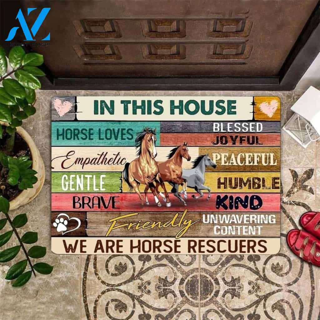 In This House We Are Horse Funny Indoor And Outdoor Doormat Warm House Gift Welcome Mat Birthday Gift For Horse Lovers
