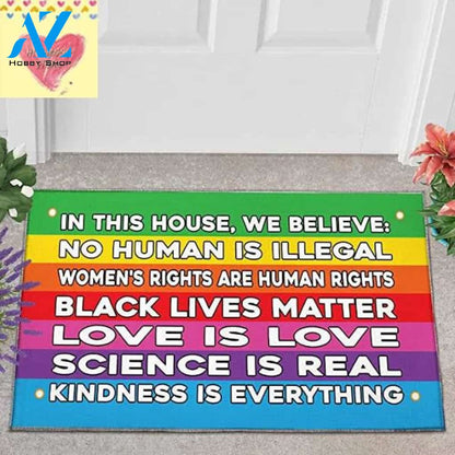 In This House We Believe In Black Pride Doormat Black Lives Matter Funny Art Living Room Decor Carpet Floor Mat Bath Mat Polyester