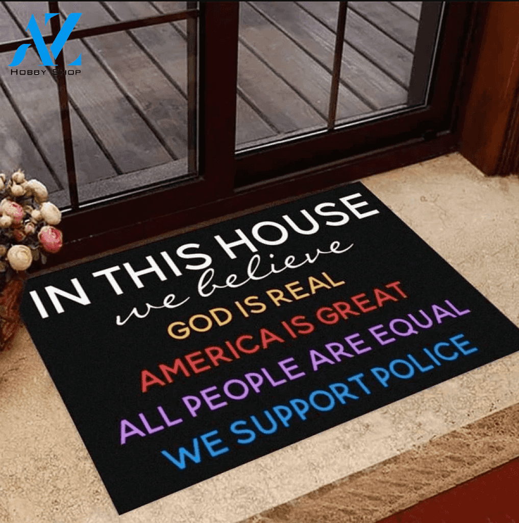 In This House We Believe Doormat Gift For Friend Family Home Decor Warm House Gift Welcome Mat, Birthday Gift