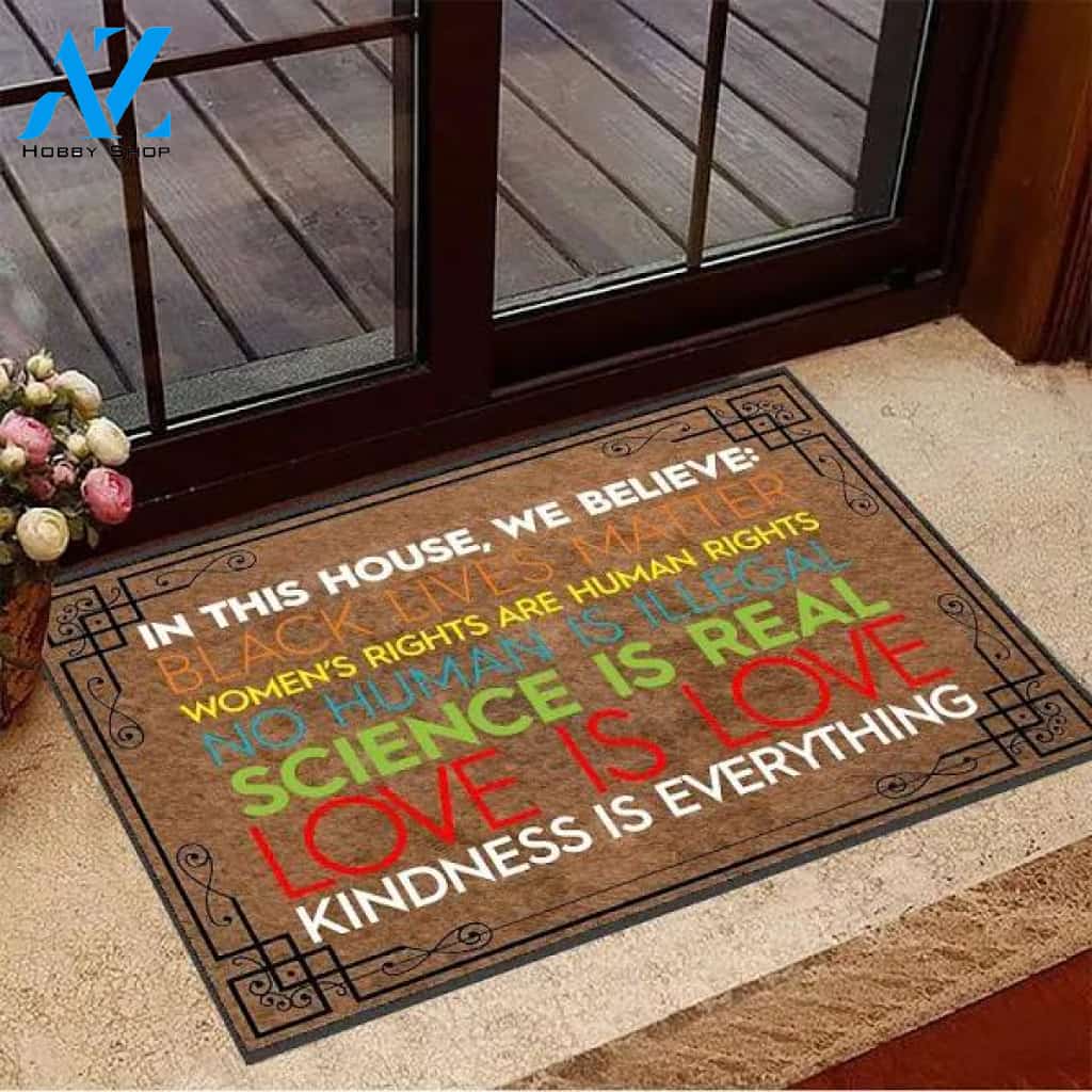 In This House We Believe Gender Equality Doormat Indoor And Outdoor Mat Entrance Rug Sweet Home Decor Housewarming Gift Gift For Friend Family Stem Feminist