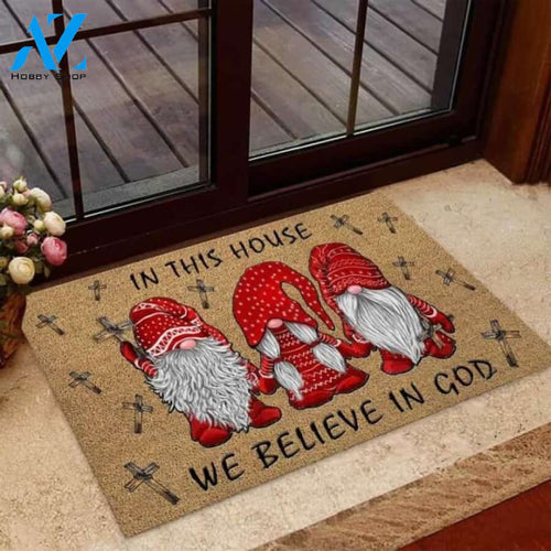 In This House We Believe In God Coir Pattern Print Doormat | Welcome Mat | House Warming Gift