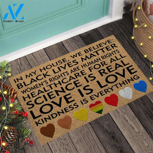 In This House We Believe - LGBT Support Coir Pattern Print Doormat
