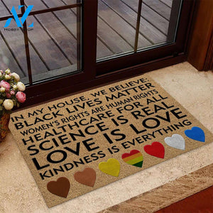 In This House We Believe - LGBT Support Coir Pattern Print Doormat