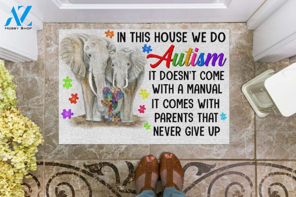 In This House We Do Autism Elephants Doormat Welcome Mat Housewarming Gift Home Decor Funny Doormat Best Gift Idea For Elephant Lovers