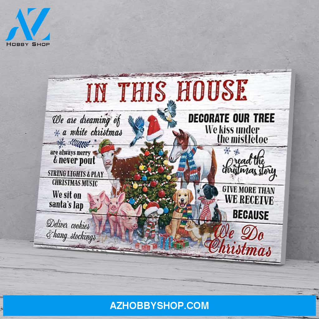 In This House We Do Christmas Animal Canvas Wall Art
