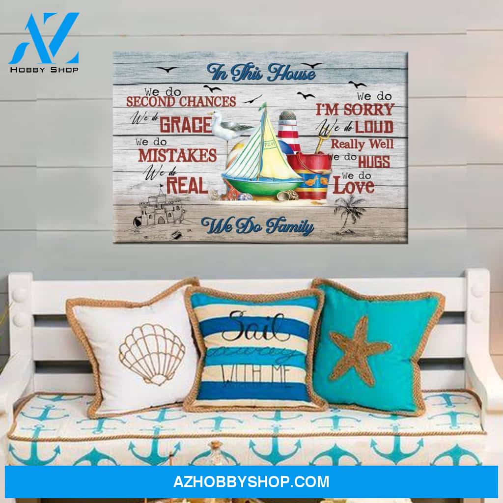 In This House We Do Family Beach House Decor Horizontal Canvas - Gift for family