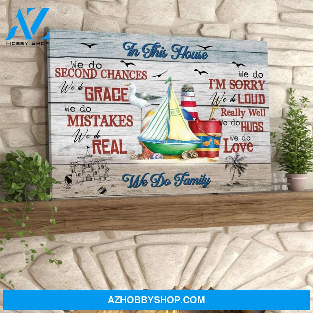 In This House We Do Family Beach House Decor Horizontal Canvas - Gift for family